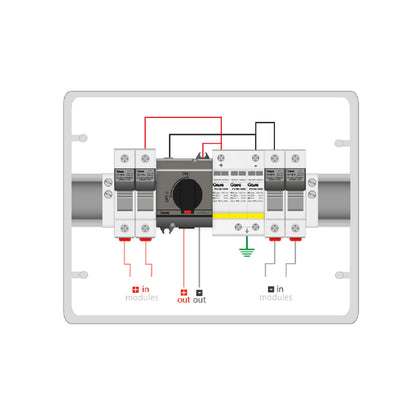 GAVE STM 2/1 Combiner Box with Protection | 1 MPPT | 2 Strings | 20A Fuse | 1000V DC | 40A Circuit Breaker