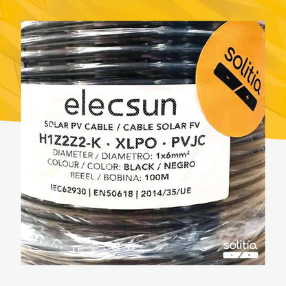 SOLITIA Serie Elecsun Cable Solar FV H1Z2Z2-K 1x6mm² 1500V negro (bobina 100m)